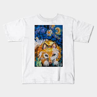 Orange Fox Original Oil-Paint Art Kids T-Shirt